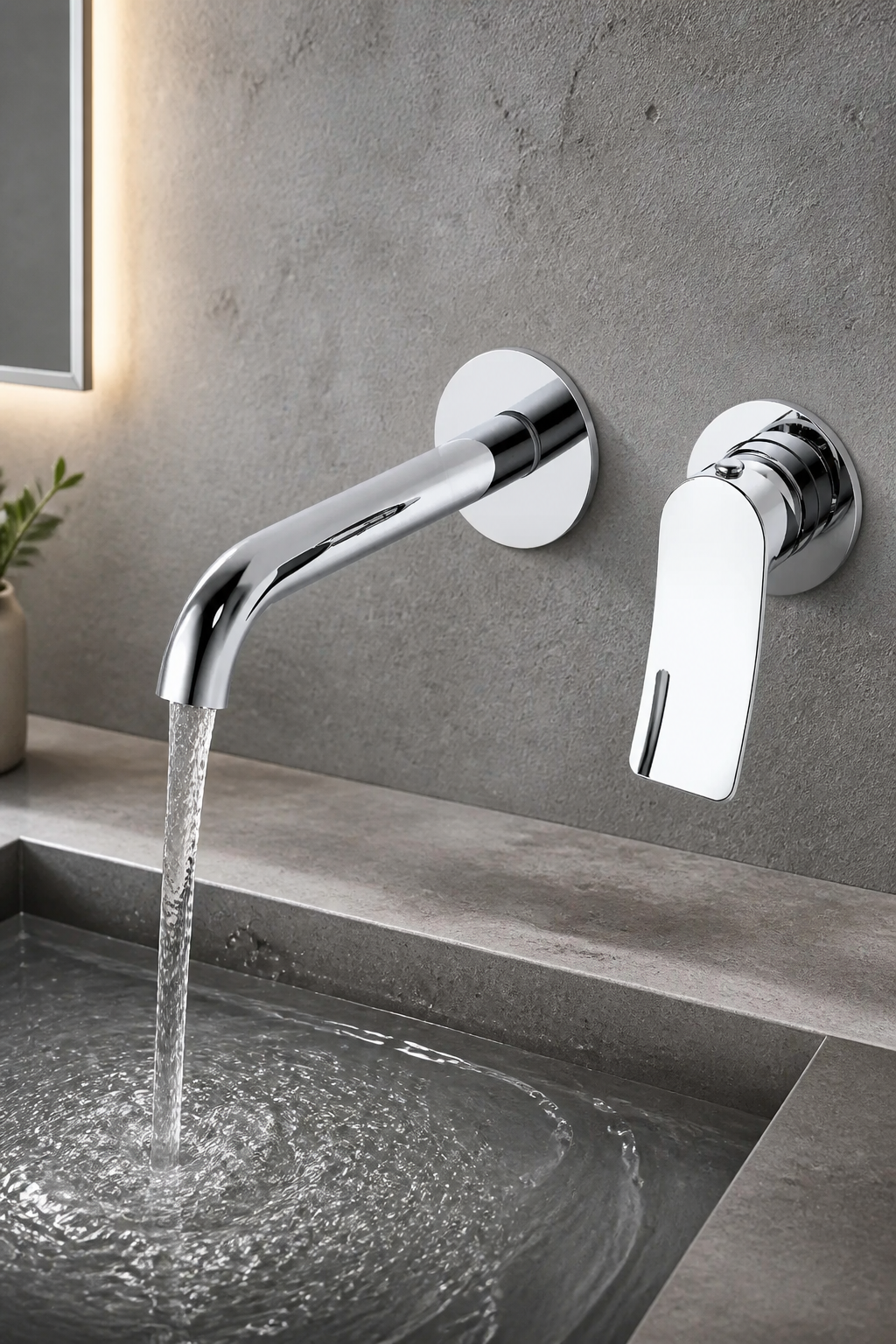 Silver Gümüş Ankastre Lavabo Bataryası Slim Tasarım Pirinç Materyal 5 Yıl Garantili Krom Lavabo Armatür