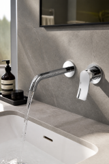 Silver Gümüş Ankastre Lavabo Bataryası Slim Tasarım Pirinç Materyal 5 Yıl Garantili Krom Lavabo Armatür