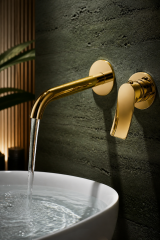Gold Ankastre Lavabo Bataryası Slim Tasarım Pirinç Materyal 5 Yıl Garantili Altın Lavabo Armatür