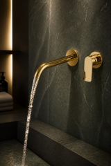 Gold Ankastre Lavabo Bataryası Slim Tasarım Pirinç Materyal 5 Yıl Garantili Altın Lavabo Armatür