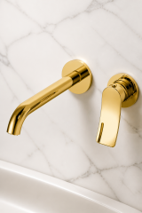 Gold Ankastre Lavabo Bataryası Slim Tasarım Pirinç Materyal 5 Yıl Garantili Altın Lavabo Armatür