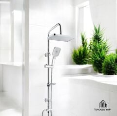 Banyo Duş Seti Hybrid Diktörtgen Tasarım Paslanmaz Tepe Yağmurlama Sistemi