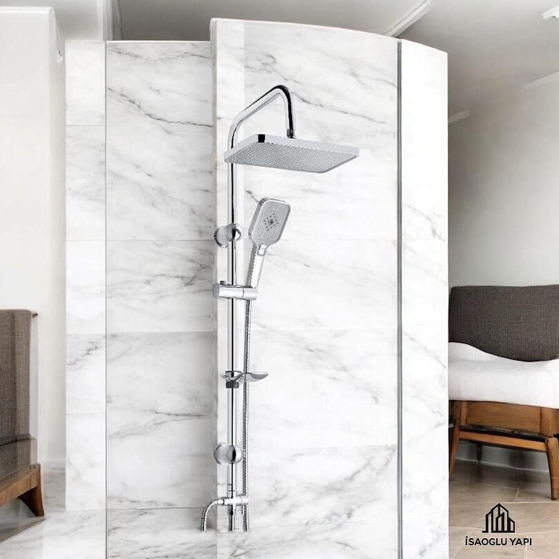 Banyo Duş Seti Hybrid Diktörtgen Tasarım Paslanmaz Tepe Yağmurlama Sistemi