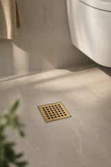 Mat Gold Yer Süzgeci Antibakteriyal Koku Giderme Özellikli Mat Altın Fırçalanmış Renk Banyo Gideri