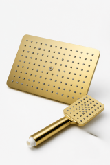 Gold Duş Başlığı ve El Duşu Seti Ekstra Büyük Tasarım Paslanmaz Gold Tepe Duşu ve El Telefonu
