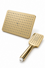 Gold Duş Başlığı ve El Duşu Seti Ekstra Büyük Tasarım Paslanmaz Gold Tepe Duşu ve El Telefonu
