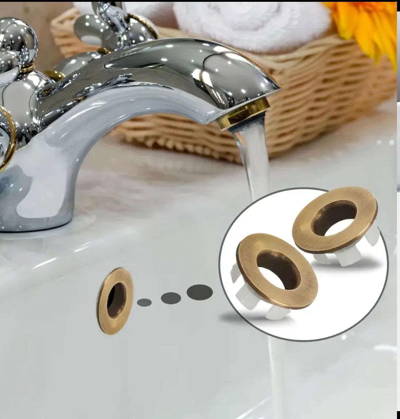 Antik Gold Lavabo Taşma Yüzüğü Antik Gold Lavabo Gider Tıpası Pirinç 1 Adet