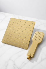 Gold Tepe Duş Başlığı ve El Duşu Komple Pirinç Materyal Premium Gold Duş ve El Telefonu