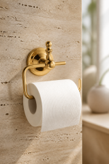 Gold Tuvalet Kağıtlığı Retro Tasarım Komple Pirinç Paslanmaz Açık Banyo Tuvalet Kağıtlık Altın Renk