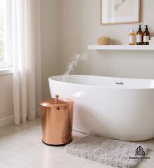 Bronz Çöp Kovası Banyo Mutfak Uyumlu Bakır Kova Klasik Vintage Model Metal