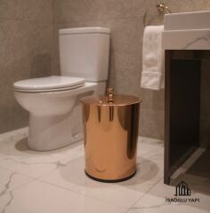Bronz Çöp Kovası Banyo Mutfak Uyumlu Bakır Kova Klasik Vintage Model Metal