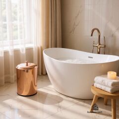 Bronz Çöp Kovası Banyo Mutfak Uyumlu Bakır Kova Klasik Vintage Model Metal