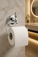 Gümüş Krom Tuvalet Kağıtlığı Retro Tasarım Komple Pirinç Paslanmaz Açık Banyo Tuvalet Kağıtlık Silver Rustik Renk