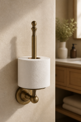 Antik Gold Retro Dikey Tuvalet Kağıtlık Komple Pirinç Materyal Yedekli Banyo Tuvalet Kağıtlığı Eskitme Renk