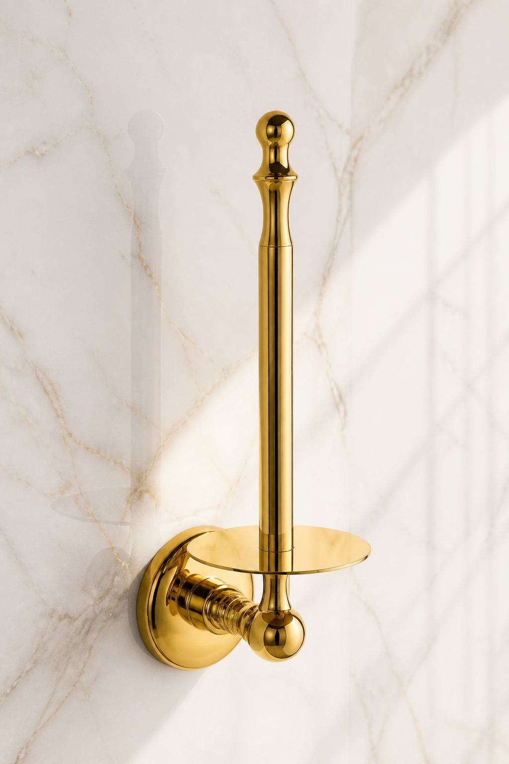 Gold Retro Dikey Tuvalet Kağıtlık Komple Pirinç Materyal Yedekli Banyo Tuvalet Kağıtlığı Gold Renk