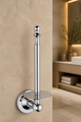 Krom Gümüş Retro Dikey Tuvalet Kağıtlık Komple Pirinç Materyal Yedekli Banyo Tuvalet Kağıtlığı Silver  Renk