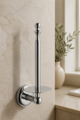 Krom Gümüş Retro Dikey Tuvalet Kağıtlık Komple Pirinç Materyal Yedekli Banyo Tuvalet Kağıtlığı Silver  Renk
