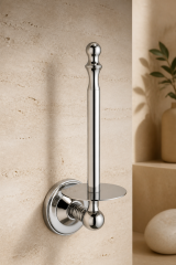 Krom Gümüş Retro Dikey Tuvalet Kağıtlık Komple Pirinç Materyal Yedekli Banyo Tuvalet Kağıtlığı Silver  Renk