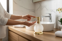 Gold Etejerli Sabunluk Banyo Sıvı Sabunluk Pirinç Materyal Gold Altın