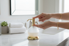 Gold Etejerli Sabunluk Banyo Sıvı Sabunluk Pirinç Materyal Gold Altın