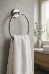 Mat Krom İnox Havluluk Fırçalanış Nikel Banyo Havluluğu Oval Modern Tasarım Paslanmaz Çelik