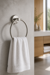 Mat Krom İnox Havluluk Fırçalanış Nikel Banyo Havluluğu Oval Modern Tasarım Paslanmaz Çelik