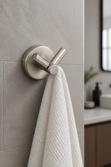 Mat Krom İnox Bornozluk İkili Askılık Leke ve Kireç Tutmayan Özel İnox Banyo Havluluk Askılık Paslanmaz Pirinç