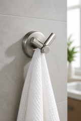 Mat Krom İnox Bornozluk İkili Askılık Leke ve Kireç Tutmayan Özel İnox Banyo Havluluk Askılık Paslanmaz Pirinç