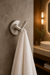 Mat Krom İnox Bornozluk İkili Askılık Leke ve Kireç Tutmayan Özel İnox Banyo Havluluk Askılık Paslanmaz Pirinç