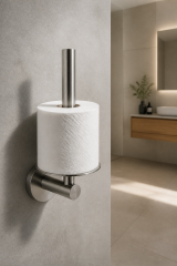 İnox Dikey Tuvalet Kağıtlık Yedekli Leke ve Kireç Tutmayan Özel Renk Banyo Tuvalet Kağıtlığı Mat Krom İnox