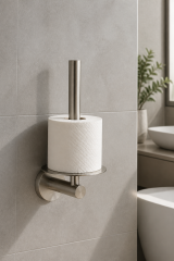 İnox Dikey Tuvalet Kağıtlık Yedekli Leke ve Kireç Tutmayan Özel Renk Banyo Tuvalet Kağıtlığı Mat Krom İnox