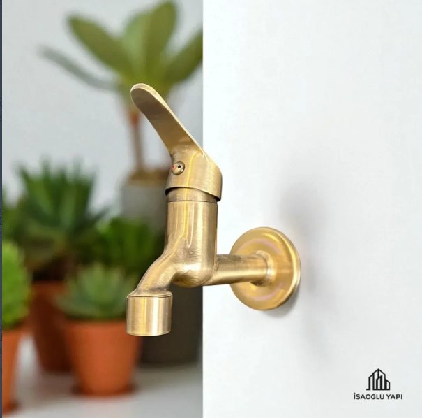 Antik Gold Musluk Duvardan Aç Kapa Eskitme Gold Mix Musluk Pirinç Paslanmaz