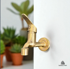 Antik Gold Musluk Duvardan Aç Kapa Eskitme Gold Mix Musluk Pirinç Paslanmaz