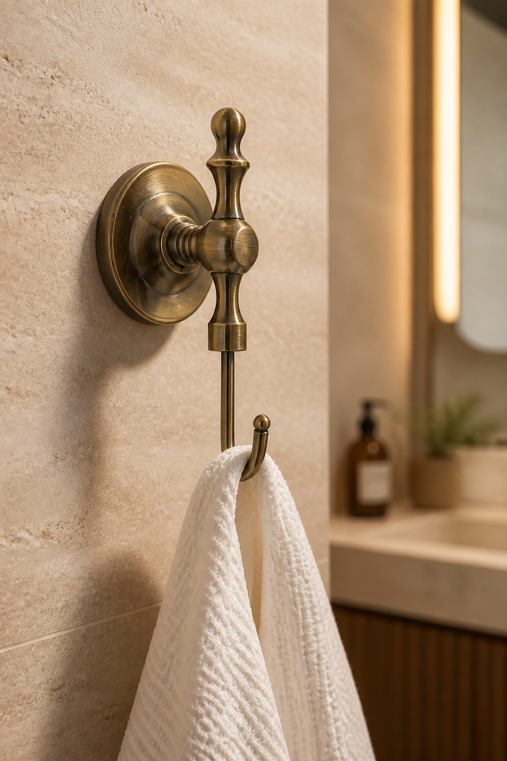 Antik Gold Retro Banyo Havluluk Bornozluk Pirinç Materyal Eskitme Rustik Tasarım Paslanmaz Malzeme