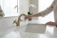 Antik Gold Vintage Lavabo Armatür Koç Tasarım Özel Seri Lavabo Bataryası Pirinç Malzeme