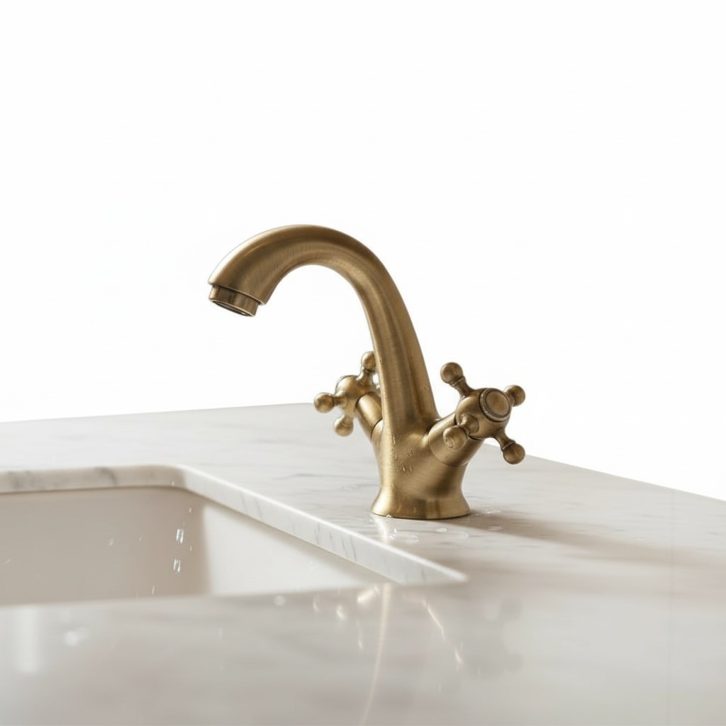 Antik Gold Vintage Lavabo Armatür Koç Tasarım Özel Seri Lavabo Bataryası Pirinç Malzeme