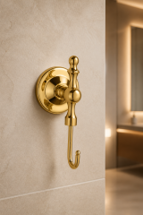 Gold Retro Banyo Havluluk Bornozluk Pirinç Materyal Altın Rustik Tasarım Paslanmaz Malzeme