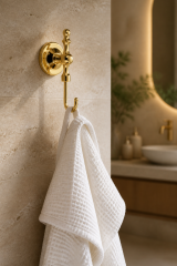 Gold Retro Banyo Havluluk Bornozluk Pirinç Materyal Altın Rustik Tasarım Paslanmaz Malzeme