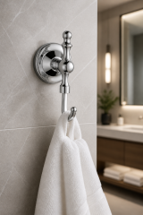 Gümüş Krom Retro Banyo Havluluk Bornozluk Pirinç Materyal Silver Gümüş  Rustik Tasarım Paslanmaz Malzeme