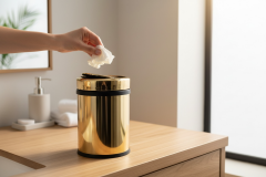 Gold Döner Kapaklı Çöp Kovası 8 Litre Hacim Pratik Kapak Çelik Materyal