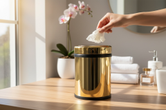 Gold Döner Kapaklı Çöp Kovası 8 Litre Hacim Pratik Kapak Çelik Materyal