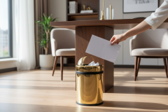 Gold Döner Kapaklı Çöp Kovası 8 Litre Hacim Pratik Kapak Çelik Materyal