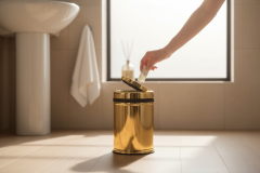 Gold Döner Kapaklı Çöp Kovası 8 Litre Hacim Pratik Kapak Çelik Materyal