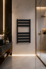 Mat Siyah Banyo Havlupan 50*70 Ölçü Siyah Vanalar Dahil Havlupan Mat Siyah RenkModern Slim Tasarım