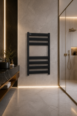 Mat Siyah Banyo Havlupan 50*70 Ölçü Siyah Vanalar Dahil Havlupan Mat Siyah RenkModern Slim Tasarım