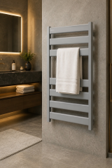 Mat Krom İnox Banyo Havlupan 50*70 Ölçü Siyah Vanalar Dahil Havlupan Mat Krom Renk Modern Slim Tasarım