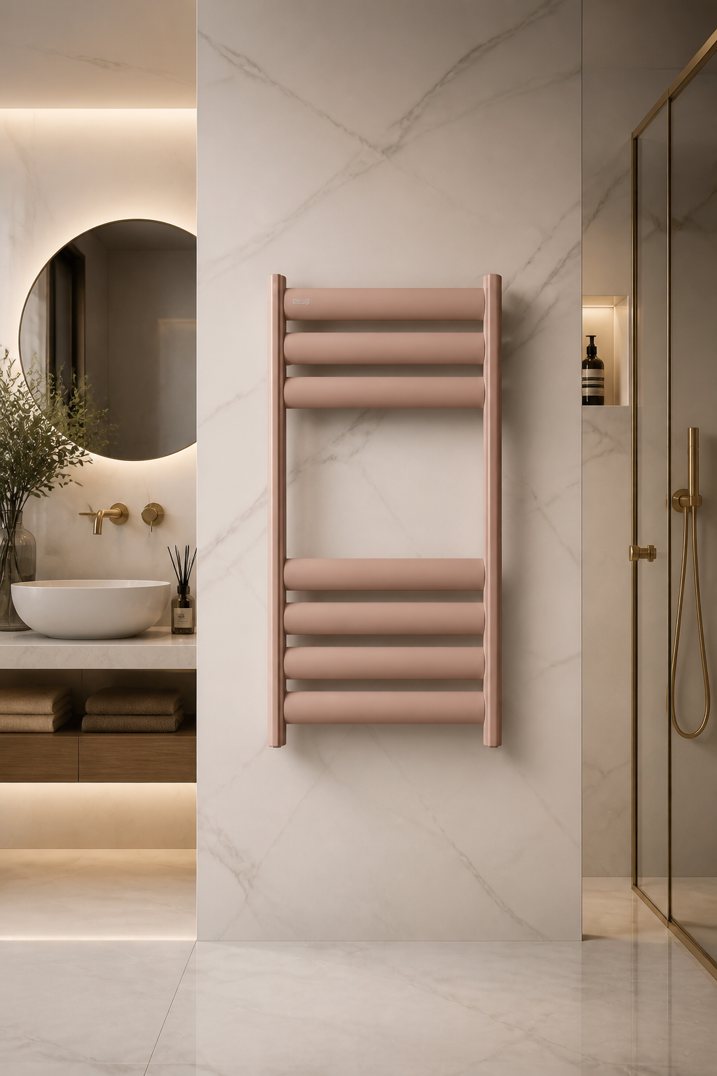 Latte Krem Renk Banyo Havlupan 50*70 Ölçü Vanalar Dahil Latte Özel Renk Modern Slim Tasarım Havlupan
