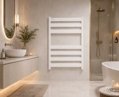 Beyaz Banyo Havlupan 50*70 Ölçü Beyaz Vanalar Dahil Modern Slim Tasarım Banyo Havlupanı