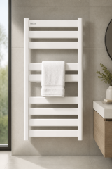 Beyaz Banyo Havlupan 50*70 Ölçü Beyaz Vanalar Dahil Modern Slim Tasarım Banyo Havlupanı