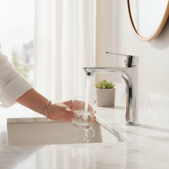 Lavabo Bataryası Yüksek Model Kolay Abdest Tulipa Serisi Komple Pirinç Materyal